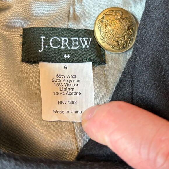 J Crew Wool Blend Peacoat Double Breasted Black With Gold Buttons Womens Size 6 - Picture 8 of 11